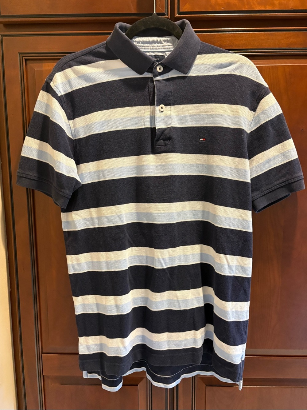 Tommy Hilfiger Blue/Lt. Blue/White Collared Polo - M